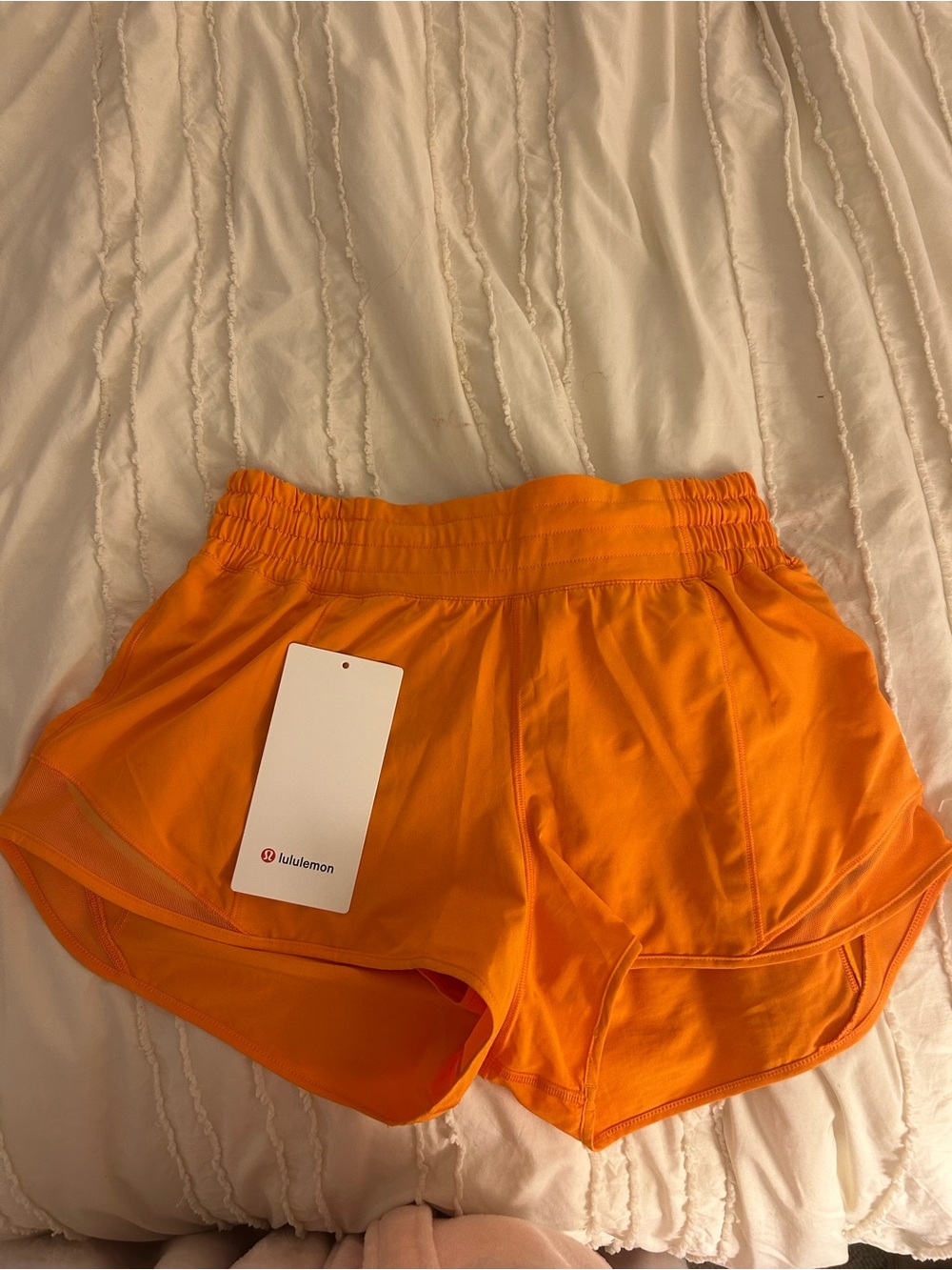 lululemon athletica Women's Bright Orange Running Shorts - Picture 1 of 4